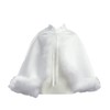 Girl's White Satin Communion Cape with Marabou (Feather) Trims -