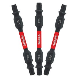 Diablo Assorted Double-Ended Torx Drive Bits with MaxTorque Zone for Maximum Performance - Optimized Tip, Laser Engraved Type and Size - 2-1/2" Length, 3 Pieces - DDETV25-S3