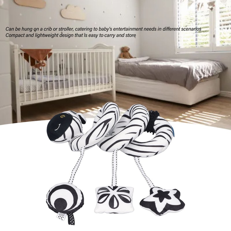 Baby Plush Animal Stroller Toys Black and White Spiral Activity