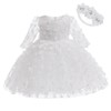 Miltrs Baby Girl Bowknot Flower Dresses with Headwear Baptism Dress