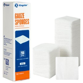 200 Pack 2x2 Inch Gauze Sponges 8-Ply, 100% Cotton Woven Gauze Pads for Wound Care, Highly Absorbent Bulk Hospital-Grade First Aid & Surgical Dressing