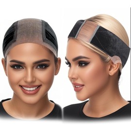 Xumann 2 Pcs Wig Cap to Hold Grip in Place, 4x5 Adjustable Non-slip Lace Caps with Grip for Keeping Wigs (Black)