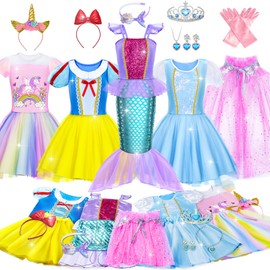 Princess Dress Up for Girls - Dress up Clothes for Toddler Girl, Princess Toys Christmas Birthday Gifts for 3 4 5 6 7 Little Girls