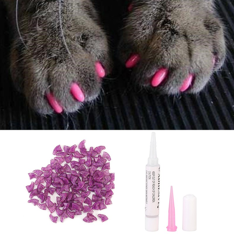 100PCS Durable Pet Cat Soft PVC Nail Cover Paw Claw