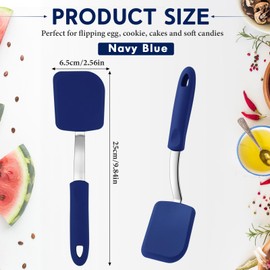 Yetene Small Silicone Spatula Mini Silicone Cookie Spatula Heat Resistant Flexible Small Silicone Turner for Kitchen Nonstick Cookware Spatula Flipper for Egg Pancake(Blue,9.69 x 2.56 Inch)