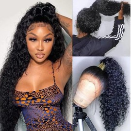 360 Deep Wave Lace Front Wigs Human Hair Pre Plucked With Baby Hair Culy Full Lace Human Hair Wigs For Black Women 360 Deep Curly HD Lace Front Wigs Human Hair Natural Color (22 Inch)