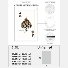 Trendy Ace of Hearts Poster Spades Poker Posters Vintage Black Modern Bar Cart Leopard Print Cool Girl Minimalist Aesthetic Home Decor Unframed8x12inch