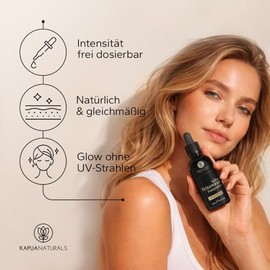 Self-Tanning Face • Self Tanning Drops • 30 ml Concentrate with Tan & Care System for Even, Natural Tan • Self Tanning Drops • Can be Mixed with Care • pH Calibrated • With Peptide Booster