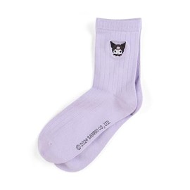 Sanrio 958158 Kuromi Character Embroidered Socks, Size: 9.1 - 9.8 inches (23 - 25 cm)