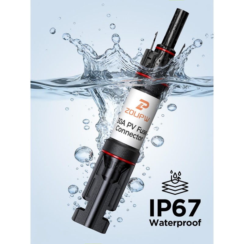 ZOUPW 30A Solar in-Line Fuse Holder with 30A 1000V PV