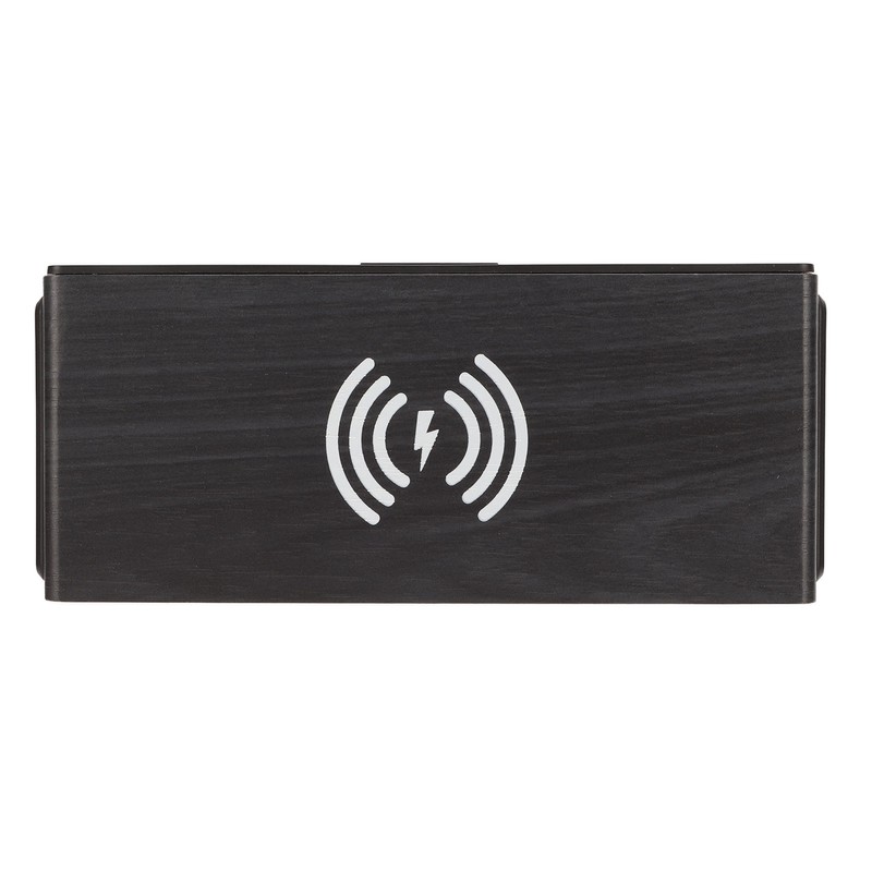 Bluetooth Speaker Digital Wooden Alarm Clock Wireless Charging 15W Dual