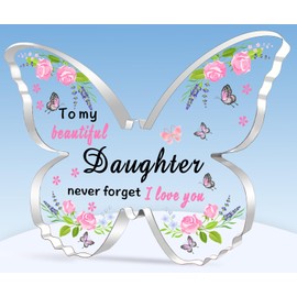TTOVEN Daughter Gifts Daughter Birthday Gifts Graduation Gifts for Daughter Beautiful Butterfly Acrylic Plaque-To My Beautiful Daughter