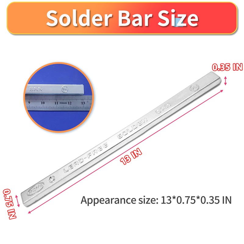 Ouwinway 1LB Lead-Free Solder Bar((16oz/454g±5g)),Pure Tin,99.99% High Purity Suitable for