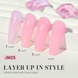 MelodySusie Jeweliver Jelly Gel Polish, 0.5Fl Oz Pink Gel Nail Polish Sheer Translucent Soak Off UV LED Light Cure Valentine's Day Gift for Women Manicure Nail Art DIY at Home JM25