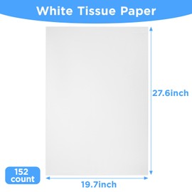 152 Sheets 27x19 Inches Wet Strength Tissue Paper for Art Collage White Wrapping Paper Sheets Packing Tissue for Collage Model Making, Media Crafts Etc Resistant to Tearing When Wet