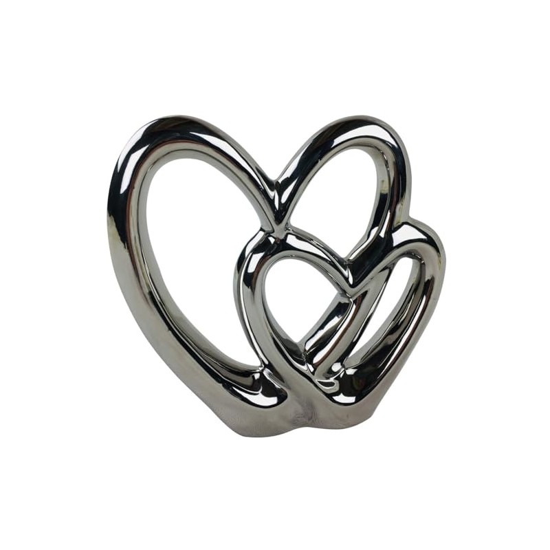Double Heart Silver Ornament
