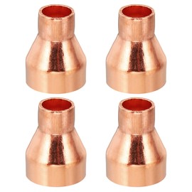 PATIKIL 3/4" to 1/2" ID Copper Reducer, 4pcs 99.9% Pure Copper Reducing Coupling Pressure Fitting Pipe Tube Connector Adapter with Sweat Solder Connection for HVAC Refrigeration System