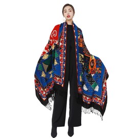 DANA XU Luxury 100% Pure Wool Oversized Extra Large Warm Floral Cashmere Pashmina Scarf Shawl And Wrap For Women Blanket Cape