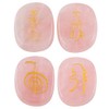 Rockcloud Healing Crystal Rose Quartz 4pcs Engraved Chakra Stones Palm