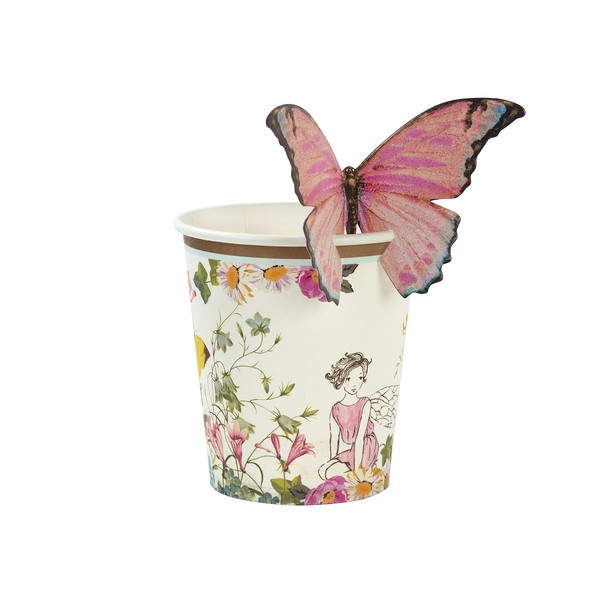 Talking Tables Truly Fairy Paper Party Cups with Butterfly Trim-Pack of 12, Mixed colors