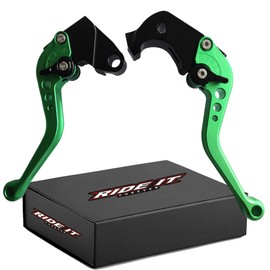 RIDE IT FOREVER Short Brake and Clutch Levers for ZX10R 06-15,ZX6R 2007-2018,ZX636 2007-2018,Z1000 2007-2016,Z1000SX/NINJA1000/TOURER 2011-2016,Z750R 2011-2012-Green