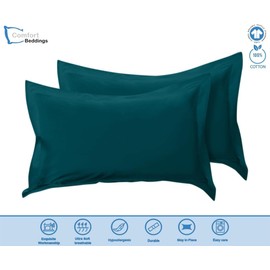 Comfort Beddings Heavy Quality 650 Thread Count 100% Egyptian Cotton Oxford Pillow Cases Pack Of 2 - Teal (Superking Size 50 x 90 CM)