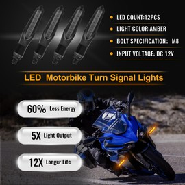OZ-LAMPE LED Motorcycle Indicator for 12 V Universal Daytime Running Light, Matching M8 Thread Hole, Universal Running Light Indicator Quad Scooter, E Approved, Waterproof IP67, Set of 4