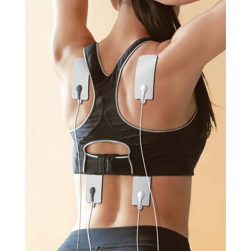 10-Pack TENS Unit Replacement Pads, Rectangular Snap TENS Electrode Pads