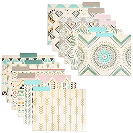 Boho Western Decorative File Folders, Letter Size, 1/3 Cut Tab, Bohemian (12 Pack)