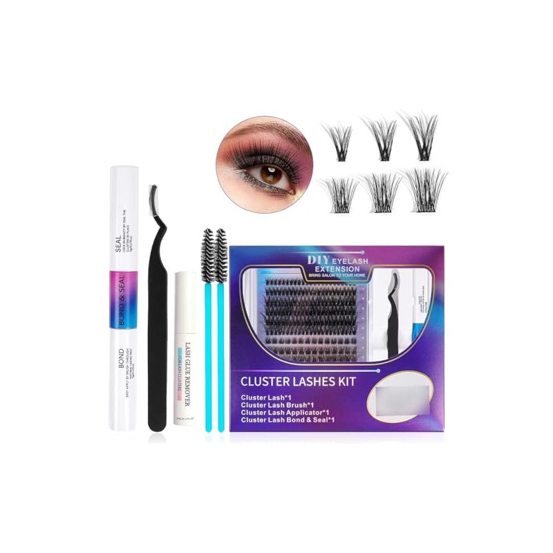 Pestañas postizas kit,Extensión Pestañas,Pestañas de clúster 222 Racimos 8-16mm Mixtas,pestañas