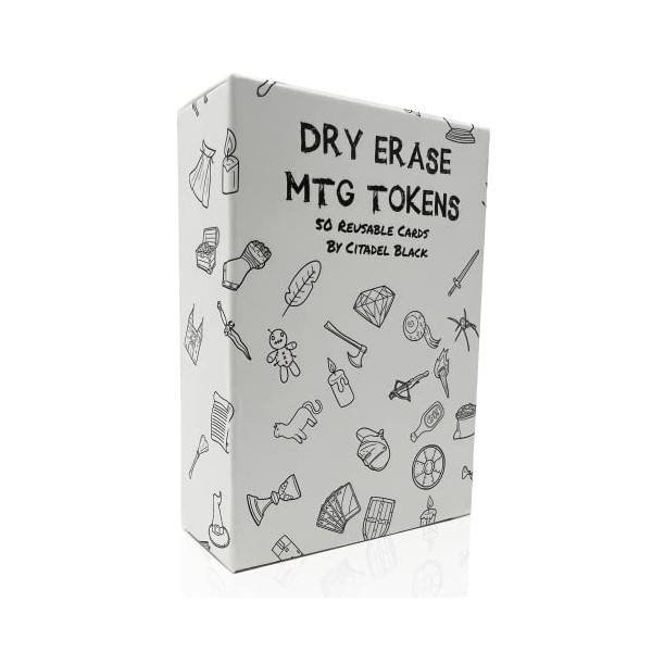 Citadel Black Dry Erase MTG Tokens Set of 50 Cards â with 2pcs Erasers, Reversible Reusable Double-Sided Universal Tokens Proxy Card, Magic: The Gathering