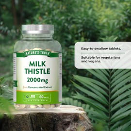 Nature's Truth Milk Thistle Tablets - 2000mg High Strength Milk Thistle Supplement - 60 Tablets - Vegan