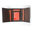 Mens Trifold Leather Wallet RFID Blocking Brown Marshal New