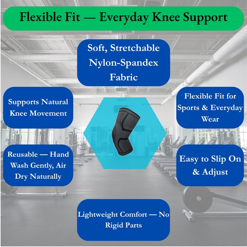 Bargain Wells Black Knee Support Brace Sleeve — Sports &