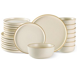 AmorArc Stoneware Dinnerware Sets for 8,Reactive Ceramic Plates and Bowls Set,Highly Chip and Crack Resistant | Dishwasher & Microwave Safe | Round Dishes Set Service for 8 (24pc)