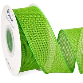 Ribbli Ribbli Apple Green Burlap Wired Ribbon,1-1/2 Inch x 10 Yard, Wired Edge Ribbon for Big Bow,Wreath,Tree Decoration,Outdoor Decoration