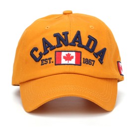 Koijhnb Adult Unisex Canada Flag Baseball Cap Maple Leaf Embroidered Men Women Adjustable Cotton Canada Golf Dad Hat(Yellow)