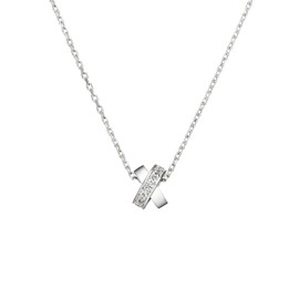 Yondosi 111424121818 Women's Silver Necklace, Small, Silver, Cubic Zirconia