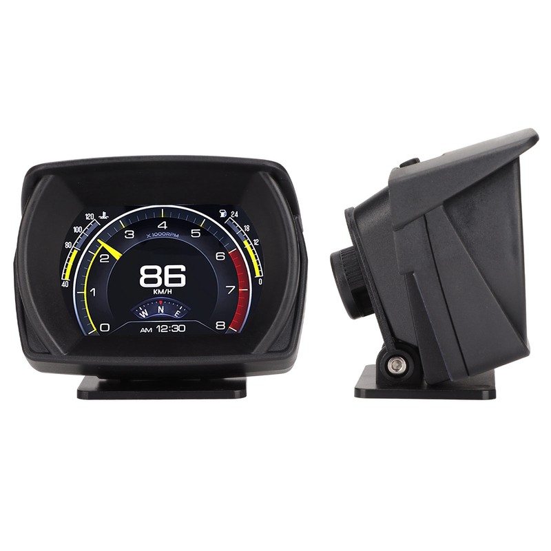 Black Vehicle HUD Display Multifunction OBD HUD Gauge 9 Alarm