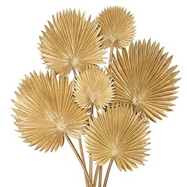 DILATATA 6 piezas de hojas de palma doradas artificiales de espuma PU, hojas tropicales falsas de palma, hojas de palma artificiales para ramos de novia DIY, hojas falsas para centros de mesa