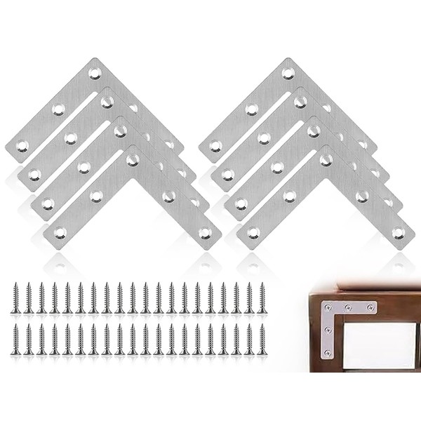 KAPSING Pack of 8 Flat Angle, 90 Degree L Flat