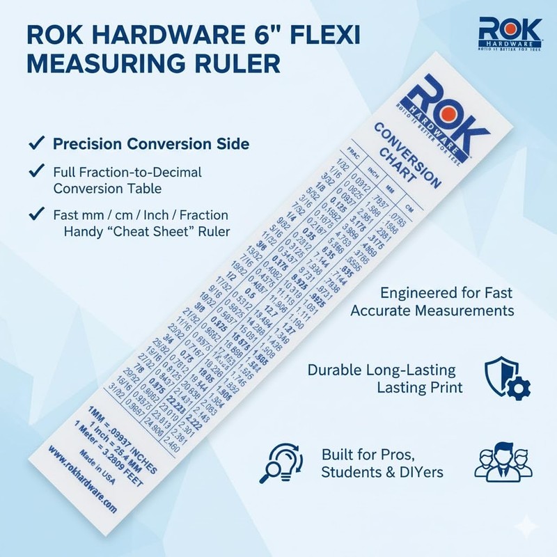 Rok Hardware Measuring Plastic Flexi 6" Easy Read 15 cm