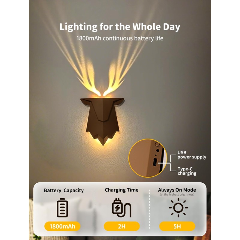 Tarinks Night Light,Stair Lights Indoor,Warm Rechargeable Night Light,Home Decor,Battery Stick