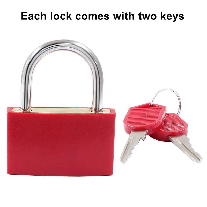 2 Pack Keyed Padlock Luggage Locks Red ABS Plastic Covered