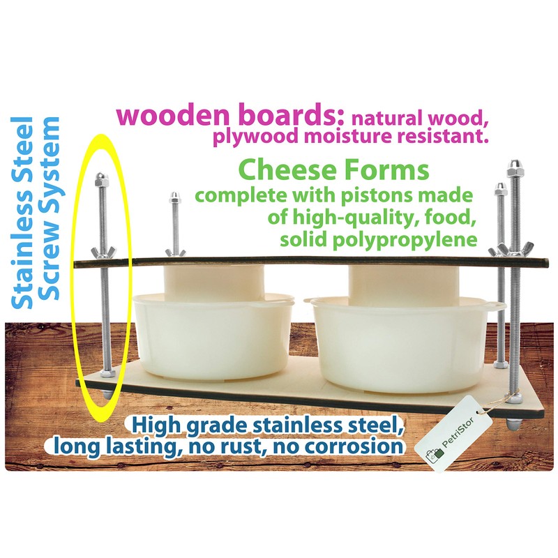 Wooden Cheese Press for Cheese Making Supplies 16in Metal Guides