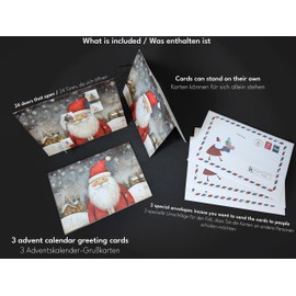 Advent Calendar as Cards or Christmas Cards Set of 3 Advent Calendar for Sending or Storing (Pictures