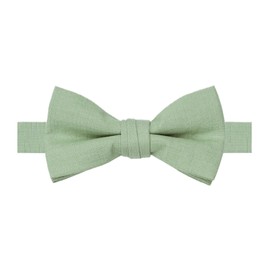 BELLUNO Solid Bow Tie Pre-Tied for Men and Boys, Cotton and Linen Blended Bowties, 13 Dusty Sage, 14+ yrs., Adults