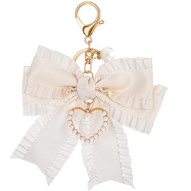 Key Ring Bow Beads for Women, Rhinestone Key Ring, Handbag Pendant, Bag Pendant, Cute Bow Key Fob, Beads Women, Pearl Keychain Wristlet Bag Charms