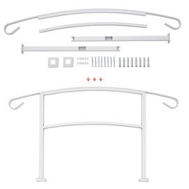 Grisham Aluminium Handrails for Outdoor Steps,3 Step Outdoor Hand Railing Fits 1 to 3 Steps Outdoor Railing Stair Railing Kit (White)