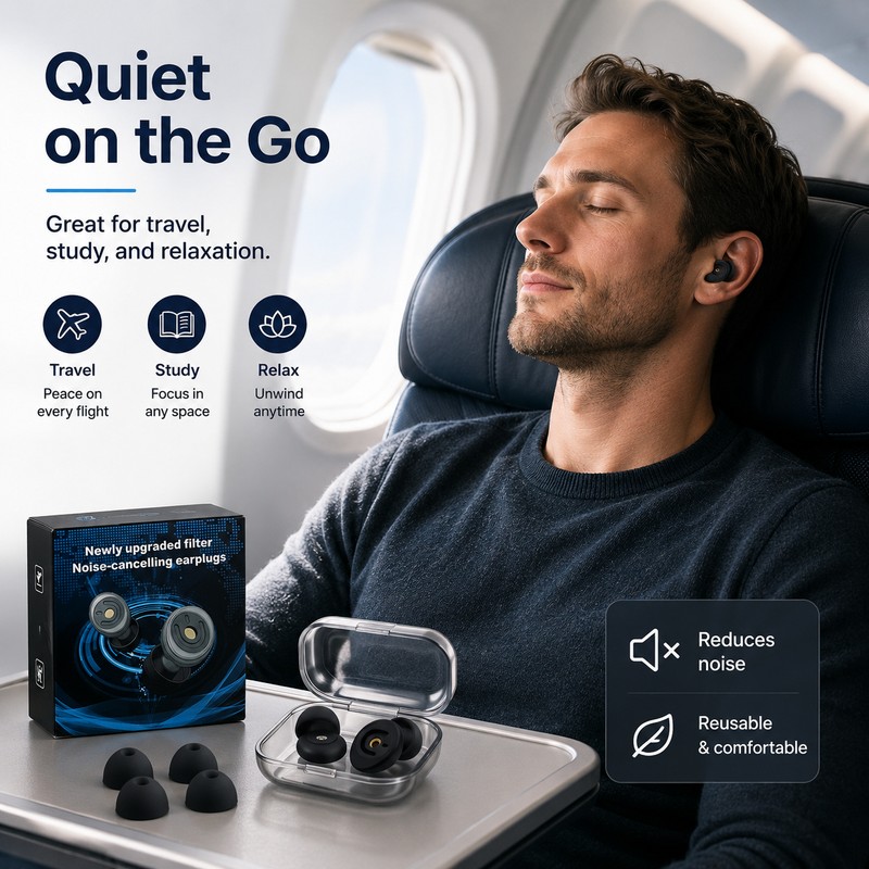 Reusable Noise Reducing Ear Plugs for Sleep – Comfortable In-Ear